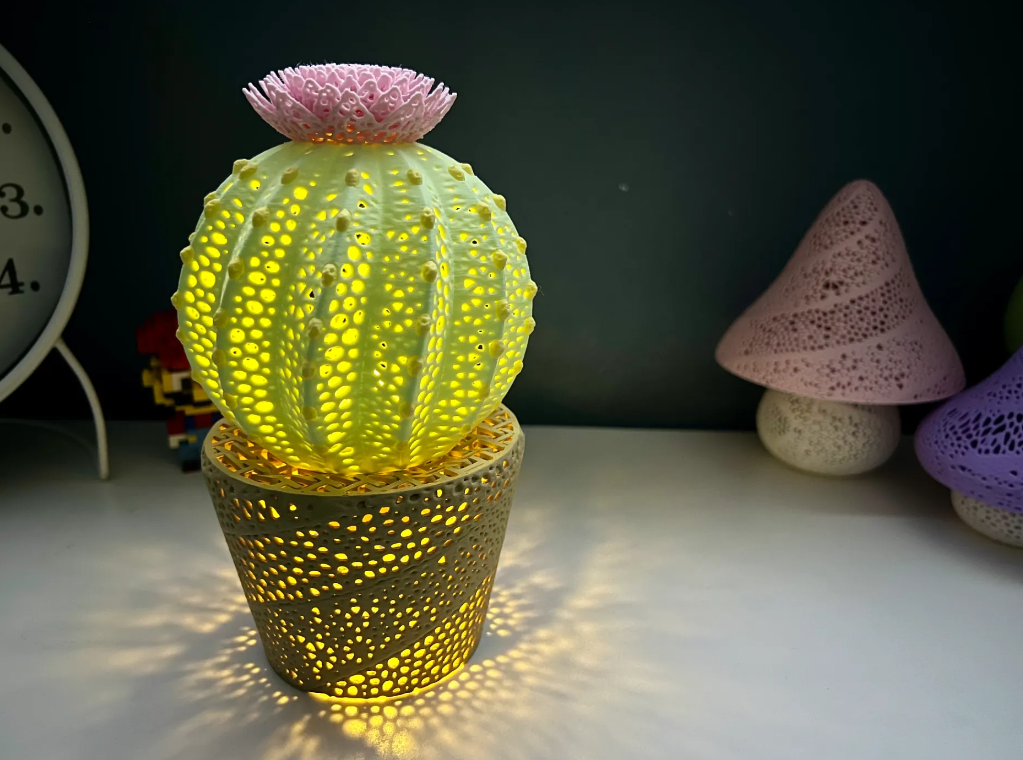 Cactus Pot Tea Light Lamp — 3D printed by Moon Studio 3D